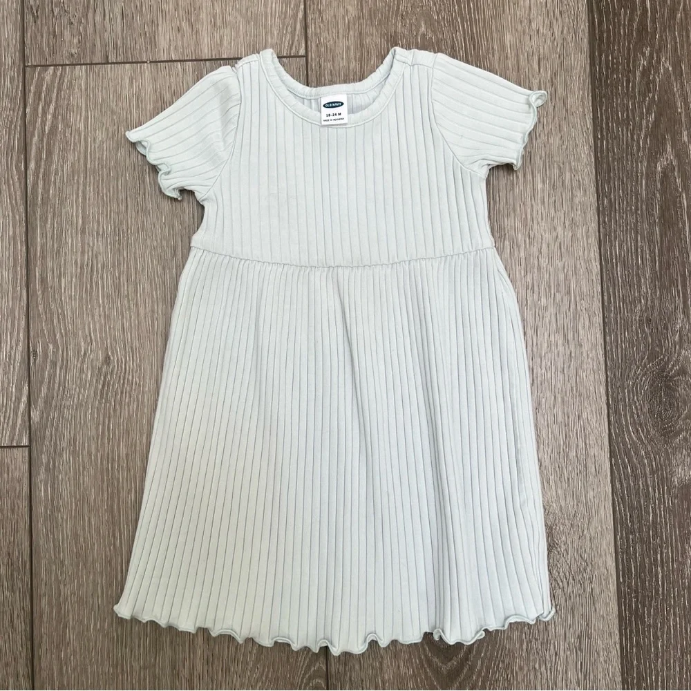 OLD NAVY RIBBED SHORT SLEEVE DRESS LIGHT BLUE 18-24MO